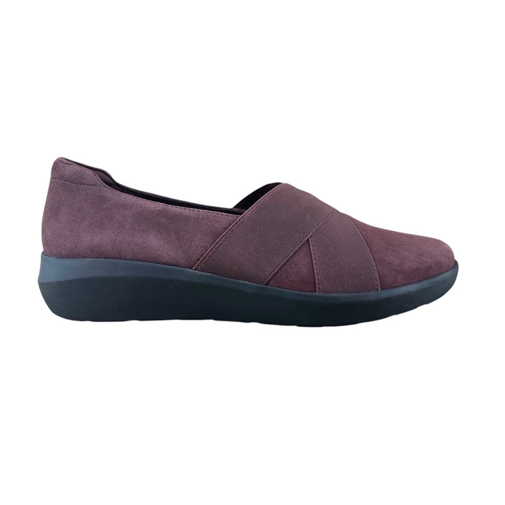Clarks Collection Step June Shell Burgundy Suede Slip On Loafers‎ Womens 10 M